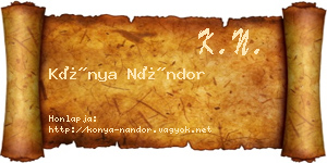 Kónya Nándor névjegykártya