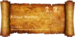 Kónya Nándor névjegykártya